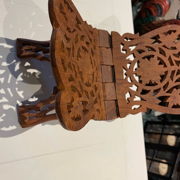 Vintage Carved Wooden Book Stand Holder Bible Prayer Book Cookbook Folding - Picture 9 of 13